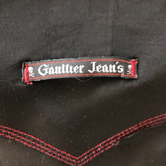 VTG Jean Paul Gaultier Jeans Black With Red Stitching Long Sleeve Snap Shirt - Picture 5 of 16